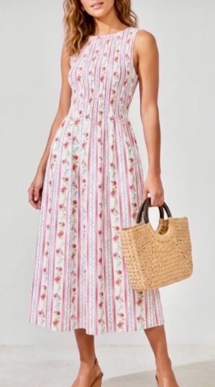 144 NWOT Caroline Constas Nap Dress | Pomegranate Stripe | XS